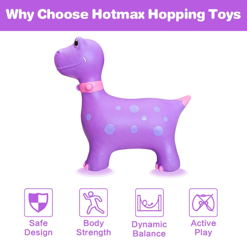 Hot Max HotMax Bouncy Horse  Dinosaur Hopper Toys for Kids  Inflatable Ride on Bouncy Animals Toys for Toddlers  Jumping Horse for Baby Birthday Gift for Boy or Girl 18 Months 2-4 Year Old (Purple) - Image 3